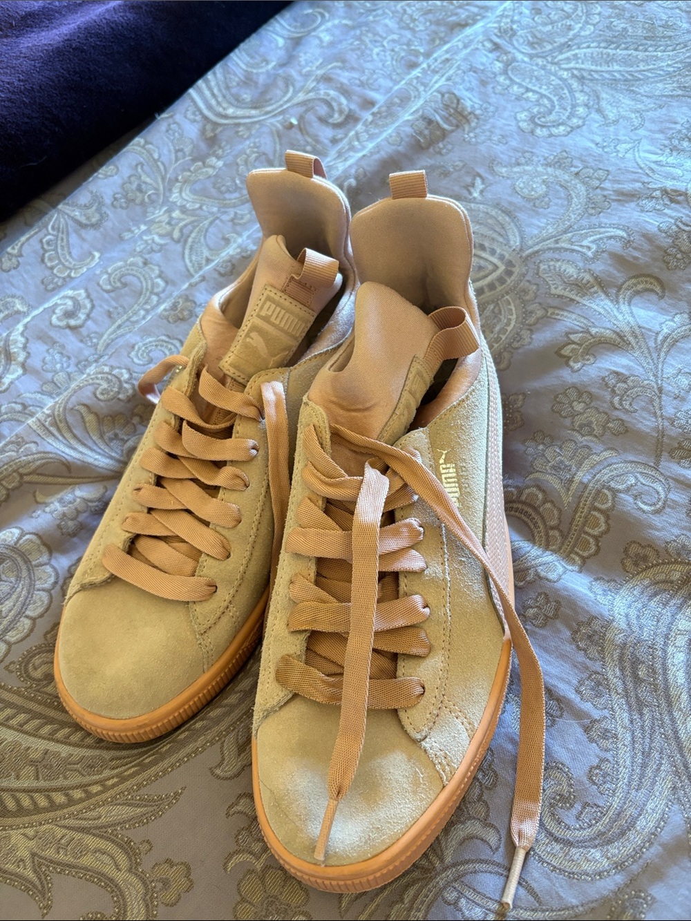 Puma Tan Suede Low-Top Sneakers